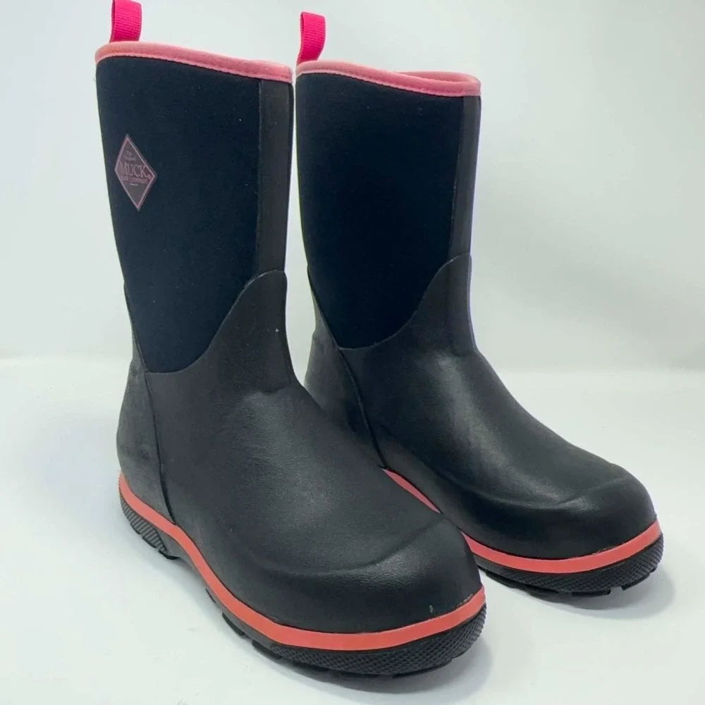 Muck Boot Company Waterproof Neoprene Rain Boots Kids Size 3 Black Pink Outdoor
